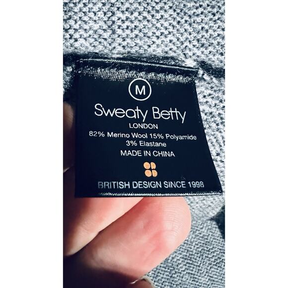 SWEATY BETTY Merino Wool Blend Knit Zip Up Sweater Cardigan M Black Gray - Picture 10 of 10